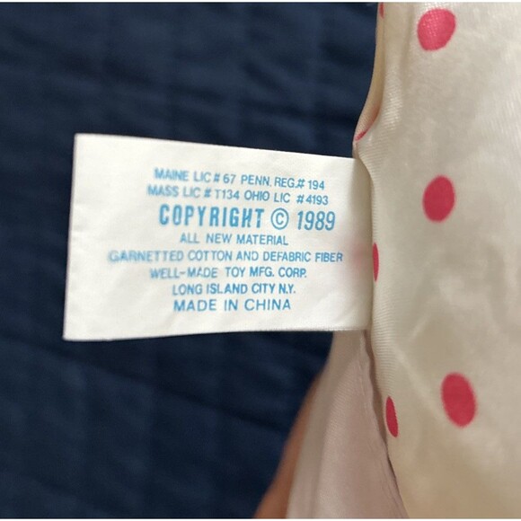 Vintage DOLLY MINE Plush Doll Purple Dress Eyes Hair Cherries Pink Dots 22" - Picture 4 of 10